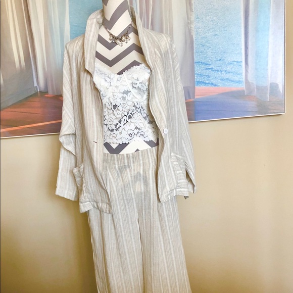 FREE PEOPLE LINEN JACKET/PANTS SUIT NWT - Picture 3 of 8